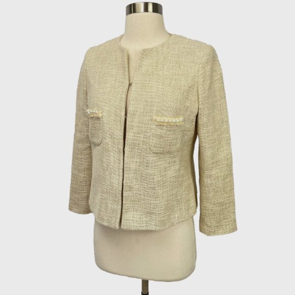 VILAGALLO IT 38 US 8 Faux Pearl Tweed Crop Blazer - Picture 1 of 14